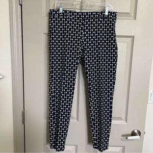H&M Slacks Navy Patterned Stretchy Cigarette Trousers Pants Size 12